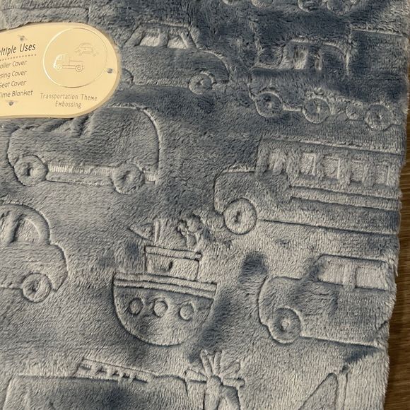 Just Imagine Embossed Baby Blanket Transportation Cars Vehicles Medium Blue New - Picture 4 of 7